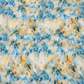 Ivory with Blue and Yellow Splash Abstract Digital Print Synthetic Crepe Fabric, Artistic Watercolor-Inspired Design, 110 Cms Width, Made in India-D23775
