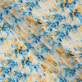 Ivory with Blue and Yellow Splash Abstract Digital Print Synthetic Crepe Fabric, Artistic Watercolor-Inspired Design, 110 Cms Width, Made in India-D23775