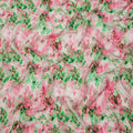 White Base with Pink and Green Splash Digital Abstract Print Synthetic Crepe Fabric, Watercolor-Inspired Artistic Design, 110 Cms Width, Made in India-D23777