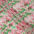 White Base with Pink and Green Splash Digital Abstract Print Synthetic Crepe Fabric, Watercolor-Inspired Artistic Design, 110 Cms Width, Made in India-D23777