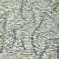 White Base with Olive Green and Blue Abstract Striped Print Cotton Lawn Fabric, Artistic Linework Design, 110 Cms Width, Made in India-D23778