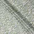 White Base with Olive Green and Blue Abstract Striped Print Cotton Lawn Fabric, Artistic Linework Design, 110 Cms Width, Made in India-D23778