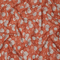 Rust Orange Base with White and Coral Botanical Floral Sketch Print Cotton Lawn Fabric, Hand-Drawn Floral Design, 110 Cms Width, Made in India-D23781