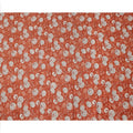 Rust Orange Base with White and Coral Botanical Floral Sketch Print Cotton Lawn Fabric, Hand-Drawn Floral Design, 110 Cms Width, Made in India-D23781