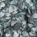 Charcoal Grey Base with Mint and Ivory All-Over Leaf Print Cotton Voile Fabric, Breezy Foliage Design, 110 Cms Width, Made in India-D23782