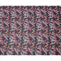 Charcoal Black Base with Multicolor Feather and Maroon Leaf Print Cotton Voile Fabric, Artistic Nature-Inspired Design, 110 Cms Width, Made in India-D23786