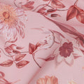 Blush Pink Base with Rose and Maroon Floral Printed Cotton Voile Fabric, Delicate Botanical Pattern, 110 Cms Width, Made in India-D23791