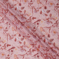 Blush Pink Base with Rose and Maroon Floral Printed Cotton Voile Fabric, Delicate Botanical Pattern, 110 Cms Width, Made in India-D23791