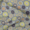 Olive Grey Base with Abstract Circular Printed Cotton Voile Fabric, Multicolor Geometric Dot Design, 110 Cms Width, Made in India-D23795