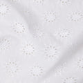 White Base with Floral Circular Eyelet Embroidery Cotton Voile Fabric, Delicate Starburst Motif Design, 110 Cms Width, Made in India-D23800