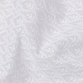 White Base with Zigzag Vine and Leaf Motif Embroidered Cotton Voile Fabric, Linear Pattern Detailing, 110 Cms Width, Made in India-D23801