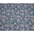 Teal Blue Floral Print Viscose Crepe Fabric with Multicolor Rose Motifs, 110 Cms Width, Made in India-D24247
