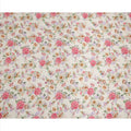 Ivory Cream Floral Print Viscose Crepe Fabric with Pink and Beige Rose Motifs, 110 Cms Width, Made in India-D24249