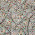 Dusty Blue Multicolor Abstract Floral Print Viscose Crepe Fabric with Mosaic Leaf Motifs, 110 Cms Width, Made in India-D24250 - Regal Fabrics