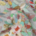 Dusty Blue Multicolor Abstract Floral Print Viscose Crepe Fabric with Mosaic Leaf Motifs, 110 Cms Width, Made in India-D24250 - Regal Fabrics