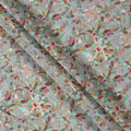 Dusty Blue Multicolor Abstract Floral Print Viscose Crepe Fabric with Mosaic Leaf Motifs, 110 Cms Width, Made in India-D24250 - Regal Fabrics