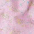 Baby Pink Botanical Floral Printed Cotton Voile Fabric with Pastel Yellow and Blue Accents, 110 Cms Width, Made in India-D24252