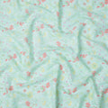 Mint Green Base with Multicolor Floral and Fern Print Cotton Voile Fabric, 110 Cms Width, Made in India-D24253