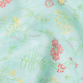 Mint Green Base with Multicolor Floral and Fern Print Cotton Voile Fabric, 110 Cms Width, Made in India-D24253
