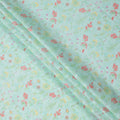 Mint Green Base with Multicolor Floral and Fern Print Cotton Voile Fabric, 110 Cms Width, Made in India-D24253