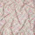 Off-White Rose Floral Printed Cotton Voile Fabric with Peach and Pink Tones, 110 Cms Width, Made in India-D24254