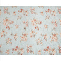 قماش فوال قطني مطبوع عليه زهور وردية زرقاء فاتحة مع لمسات من الترتر الرقيق، عرض 110 سم، صنع في الهند - D24255