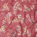 قماش فوال قطني مطبوع عليه زهور وردية اللون مع تطريز ذاتي متناسق، عرض 110 سم، صنع في الهند - D24258