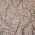 Taupe Brown Micro Floral Printed Cotton Voile Fabric with Tonal Self-Embroidery, 110 Cms Width, Made in India-D24259