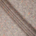 Taupe Brown Micro Floral Printed Cotton Voile Fabric with Tonal Self-Embroidery, 110 Cms Width, Made in India-D24259