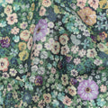 Forest Green Dense Floral Printed Cotton Lawn Fabric with Multicolor Wildflower Motifs, 110 Cms Width, Made in India-D24260