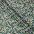 Forest Green Dense Floral Printed Cotton Lawn Fabric with Multicolor Wildflower Motifs, 110 Cms Width, Made in India-D24260