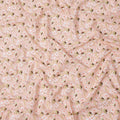 Blush Pink Floral Printed Cotton Lawn Fabric with White and Brown Petal Motifs, 110 Cms Width, Made in India-D24265