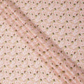 Blush Pink Floral Printed Cotton Lawn Fabric with White and Brown Petal Motifs, 110 Cms Width, Made in India-D24265