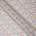 Sky Blue Vintage Rose Printed Cotton Lawn Fabric with Hand-Drawn Floral Motifs in Pink and Ivory, 110 Cms Width, Made in India-D24267