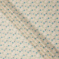Beige Floral Printed Cotton Lawn Fabric with Teal and White Petal Motifs, 110 Cms Width, Made in India-D24269