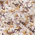 Cream Brown Abstract Floral Printed Cotton Lawn Fabric with Beige & Maroon Accents, 110 Cms Width, Made in India-D24270