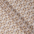 Cream Brown Abstract Floral Printed Cotton Lawn Fabric with Beige & Maroon Accents, 110 Cms Width, Made in India-D24270