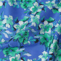 Royal Blue Base Green and White Blossom Printed Cotton Lawn Fabric with Dense Floral Pattern, 110 Cms Width, Made in India-D24273