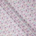 قماش قطني مطبوع عليه زهور تجريدية متعدد الألوان بقاعدة لافندر مع زخارف فنية، عرض 110 سم، صنع في الهند - D24278