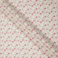 Cream Base Pink and Magenta Floral Printed Cotton Lawn Fabric with Delicate Vine Motifs, 110 Cms Width, Made in India-D24279