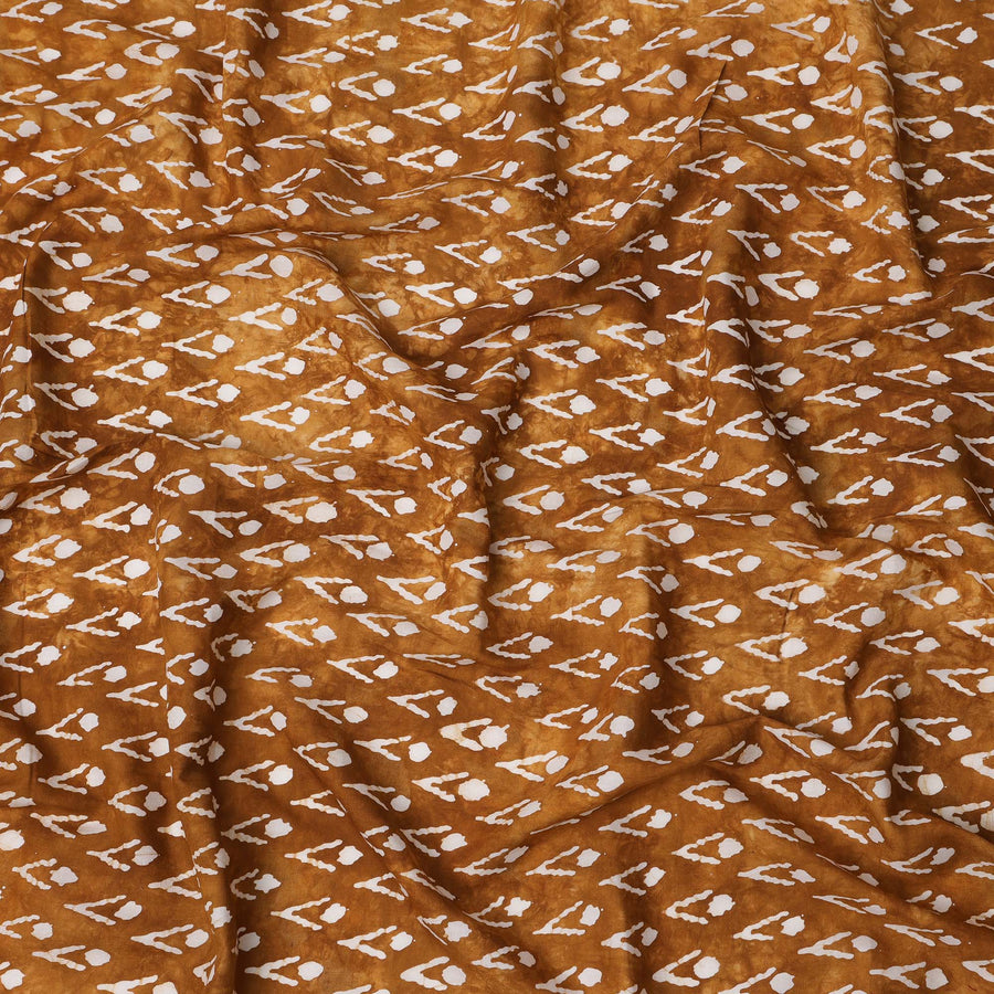 قماش قطني بني صدئ بنمط خطوط ونقاط تجريدية، عرض 110 سم، صنع في الهند - D24282