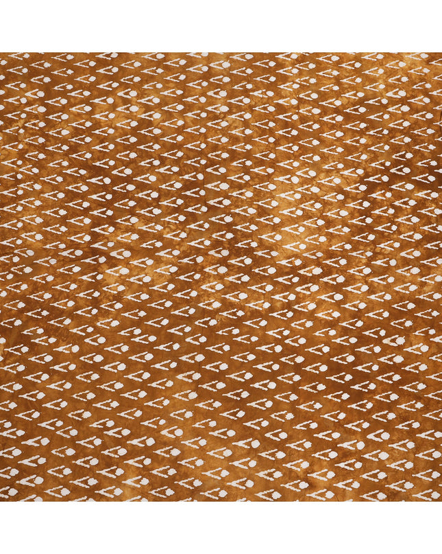 Rust Brown Abstract Dot & Line Tie-Dye Pattern Cotton Lawn Fabric, 110 Cms Width, Made in India-D24282