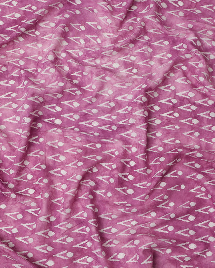 قماش قطني بنقشة خطوط ونقاط تجريدية وردية أرجوانية، عرض 110 سم، صنع في الهند - D24283