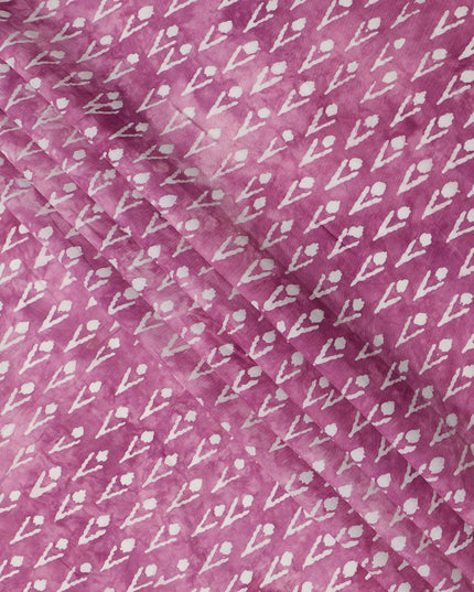 قماش قطني بنقشة خطوط ونقاط تجريدية وردية أرجوانية، عرض 110 سم، صنع في الهند - D24283