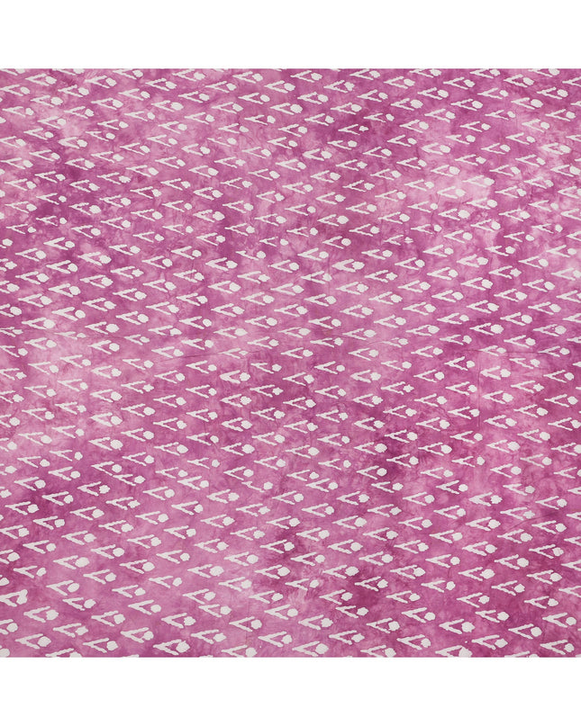 Magenta Pink Abstract Dot & Line Tie-Dye Pattern Cotton Lawn Fabric, 110 Cms Width, Made in India-D24283