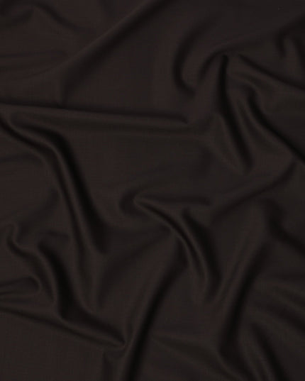 Dark Brown Solid Italian Super 150's Blended Wool Suiting Fabric, 150 Cms, Italy-D24695