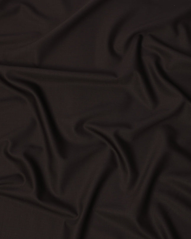 Dark Brown Solid Italian Super 150's Blended Wool Suiting Fabric, 150 Cms, Italy-D24695