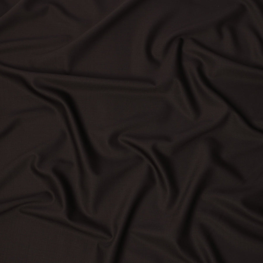 Dark Brown Solid Italian Super 150's Blended Wool Suiting Fabric, 150 Cms, Italy-D24695