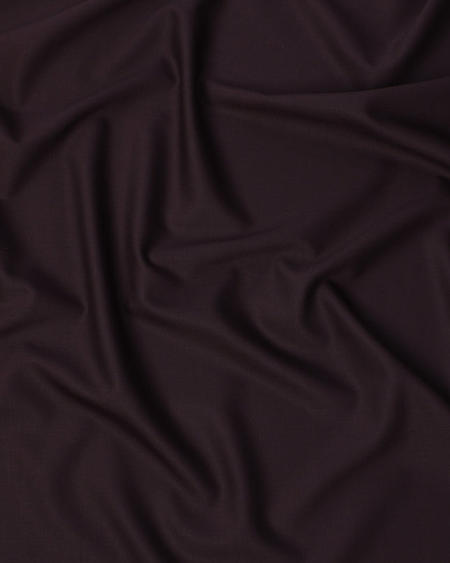 Deep Maroon Twill Weave Super 150's Italian Blended Wool Suiting Fabric, 150 Cms, Italy-D24696