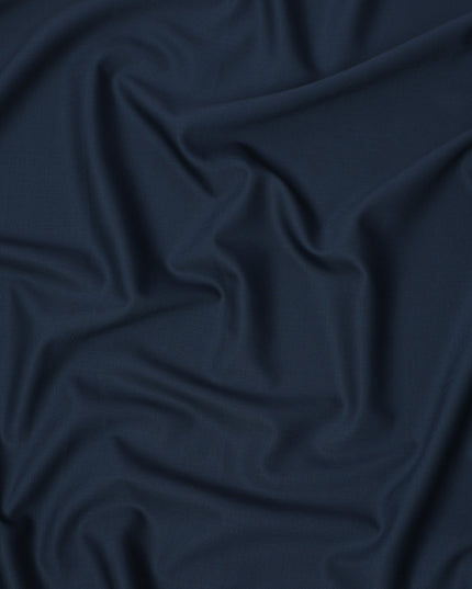 Dark Navy Solid Italian Super 150's Blended Wool Suiting Fabric, 150 Cms, Italy-D24698